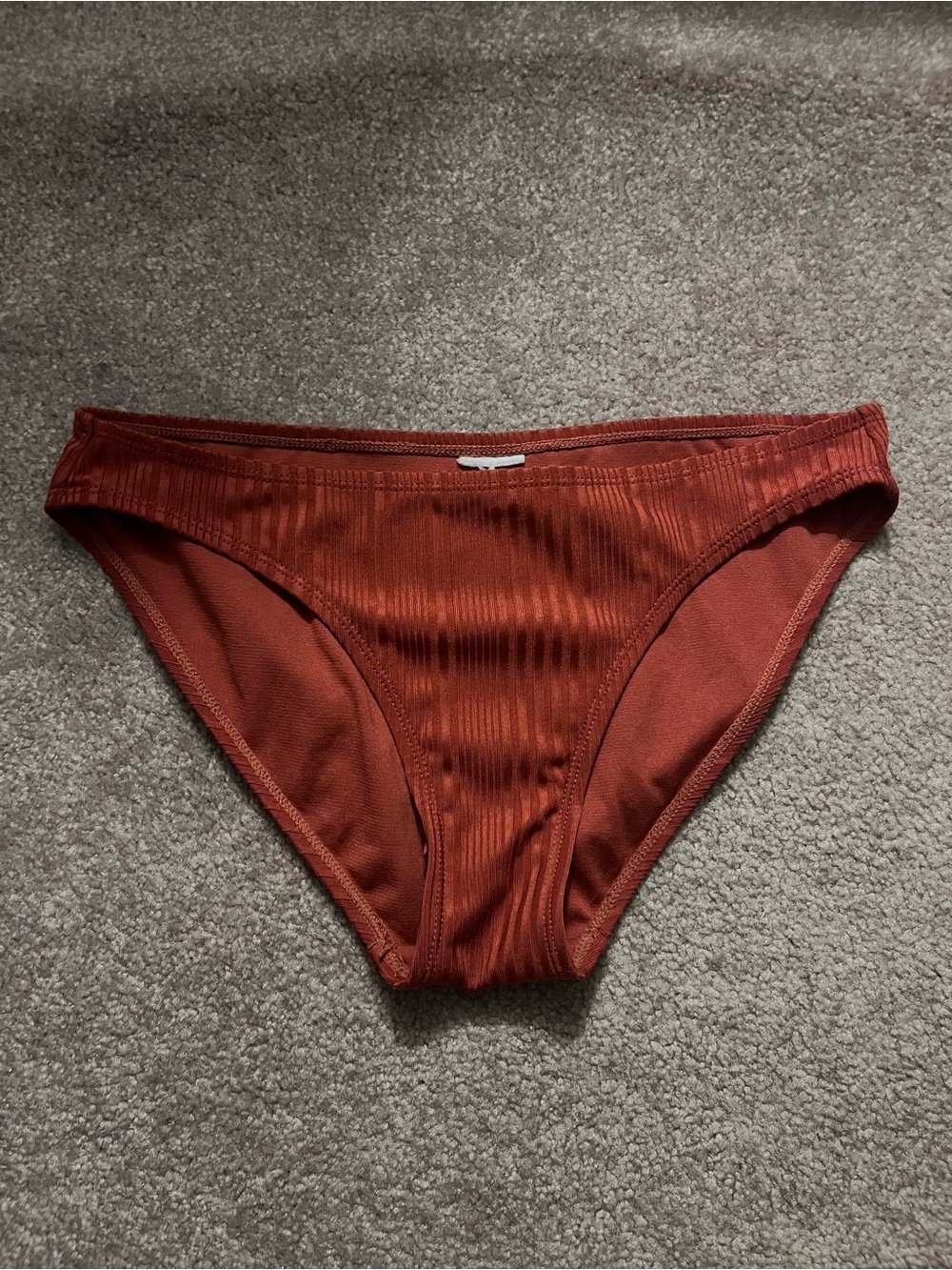 Xhilaration Rust Red Striped Ribbed Full Coverage Bikini Bottoms